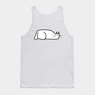 Long Rectangular White Cat Tank Top